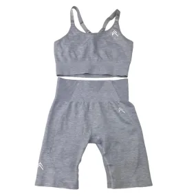 One Active Grey Two-piece Set Athleisure Workout Sports Bra and Biker Shorts Sz M