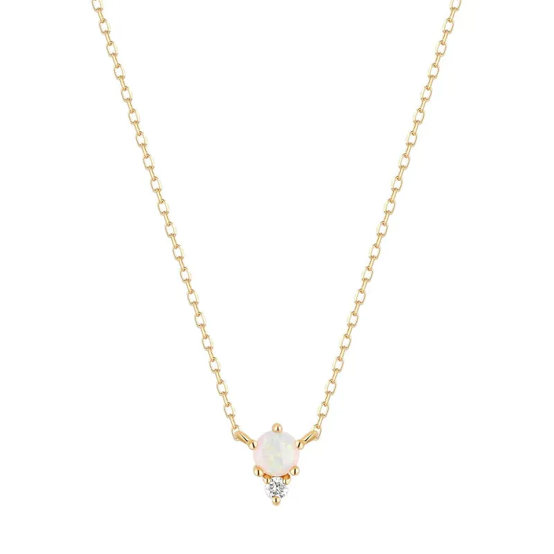 Opal and Diamond Pendant Necklace