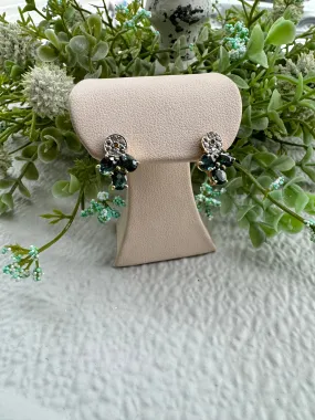 Oval Cluster Green Stone Earrings