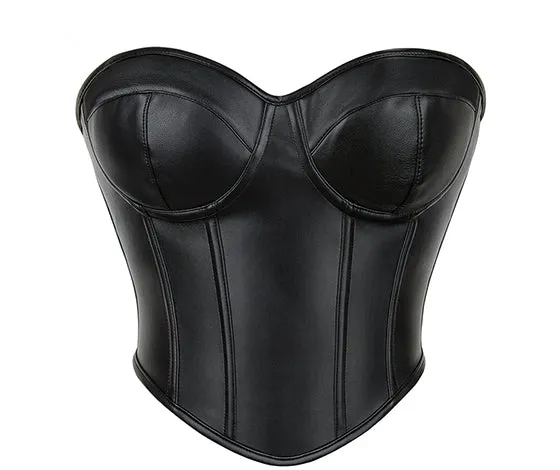 Overbust Gothic Corset Crop Top, Built in Bra Bustier Tank Top,