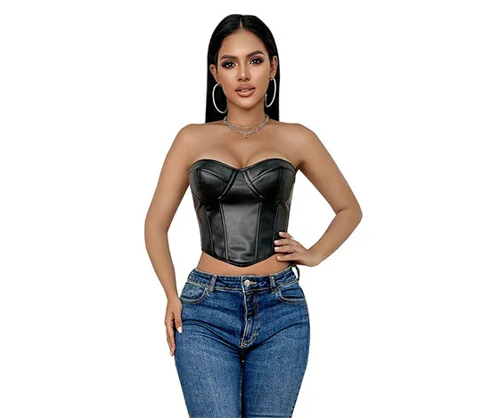 Overbust Gothic Corset Crop Top, Built in Bra Bustier Tank Top,