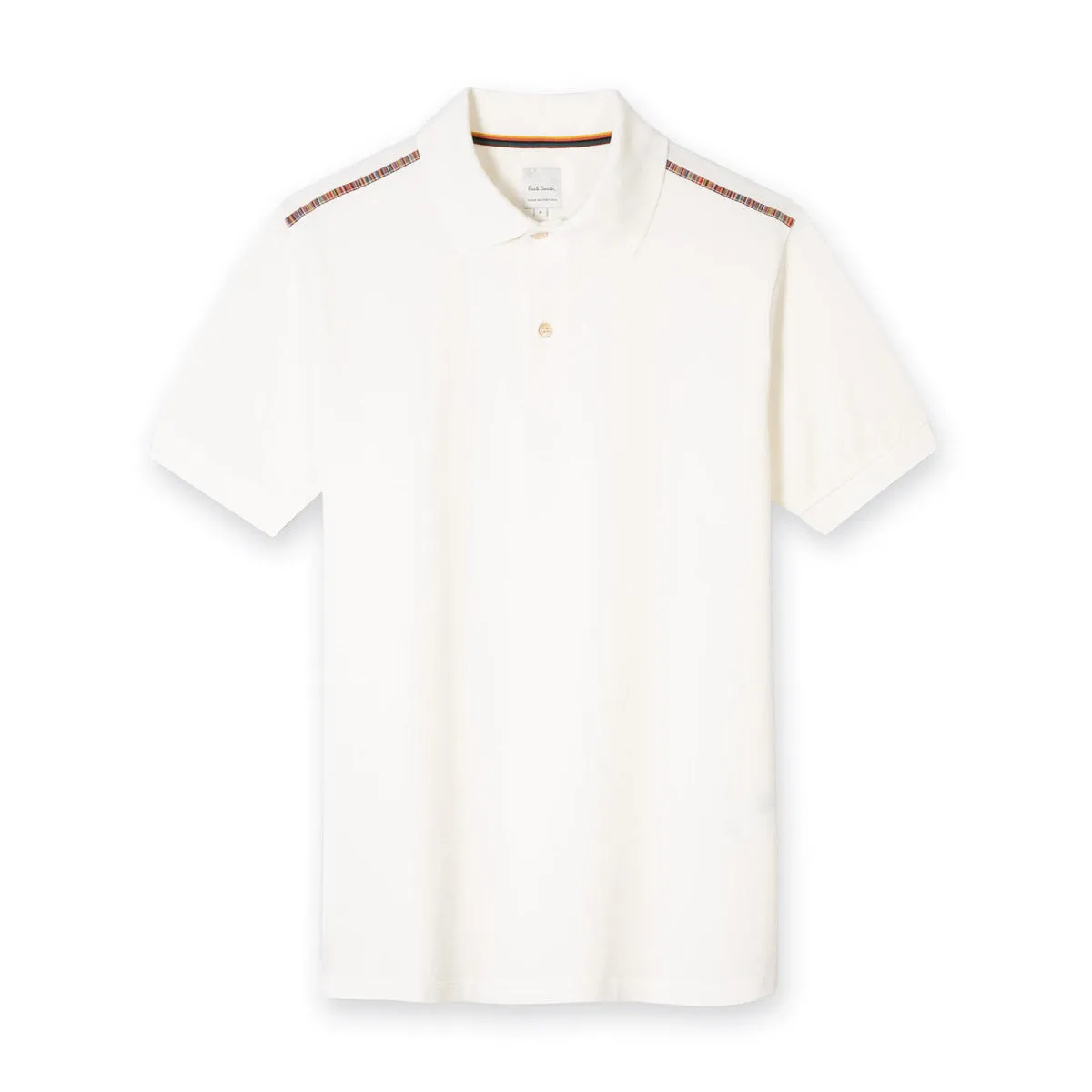 Paul Smith - Signature Stripe Shoulder Trim Polo Shirt in White