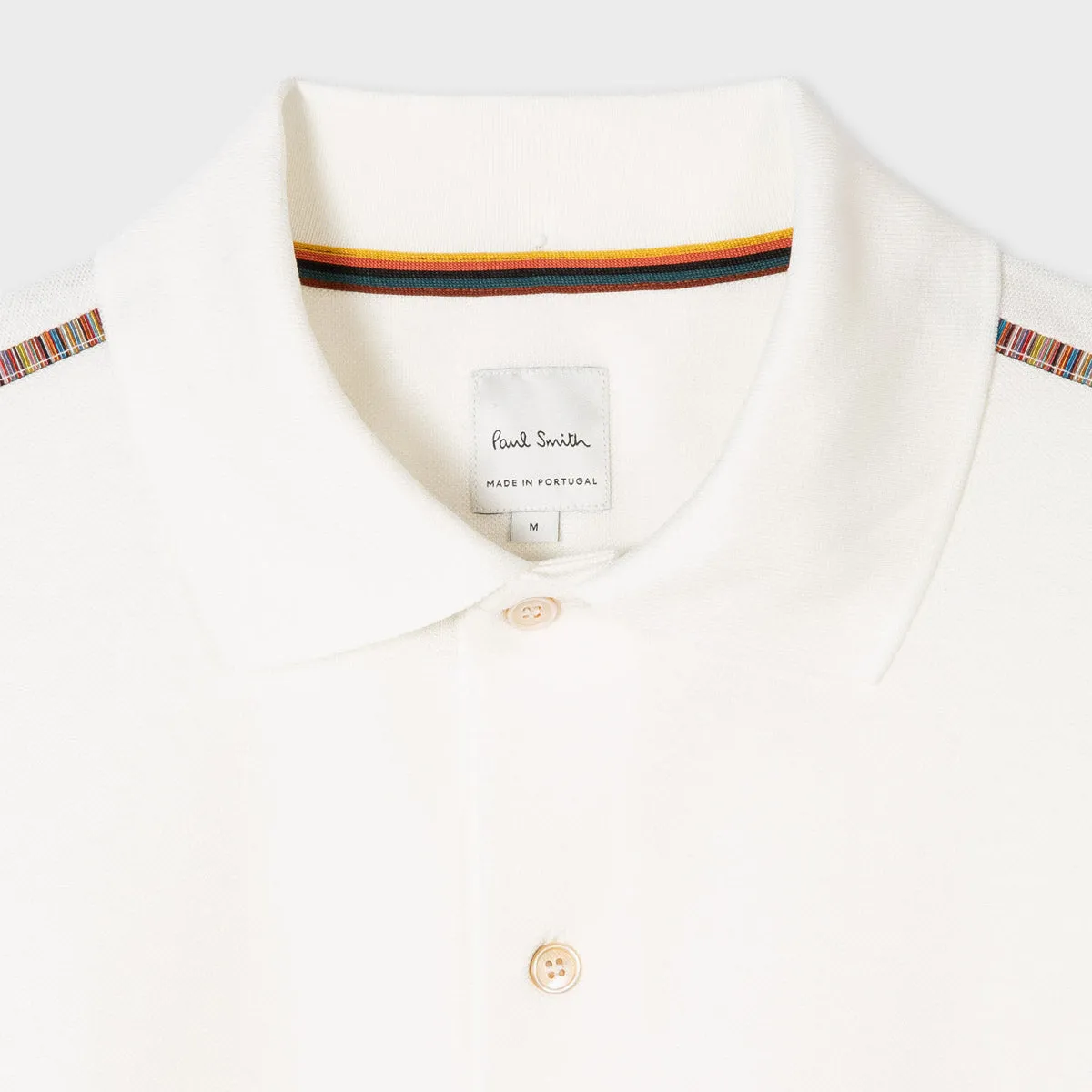 Paul Smith - Signature Stripe Shoulder Trim Polo Shirt in White