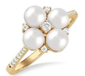 PEARL CLUSTER & DIAMOND FASHION RING