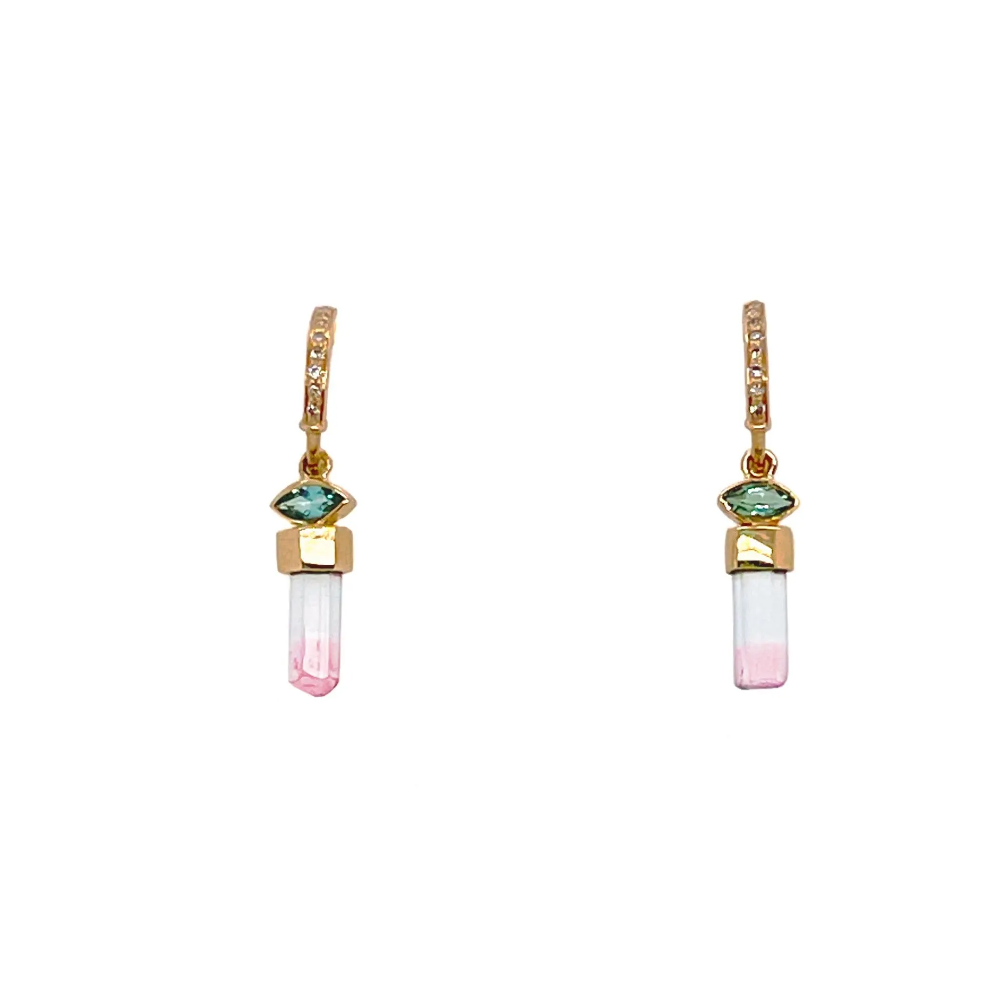 Pencil Tourmaline and Diamond Earrings