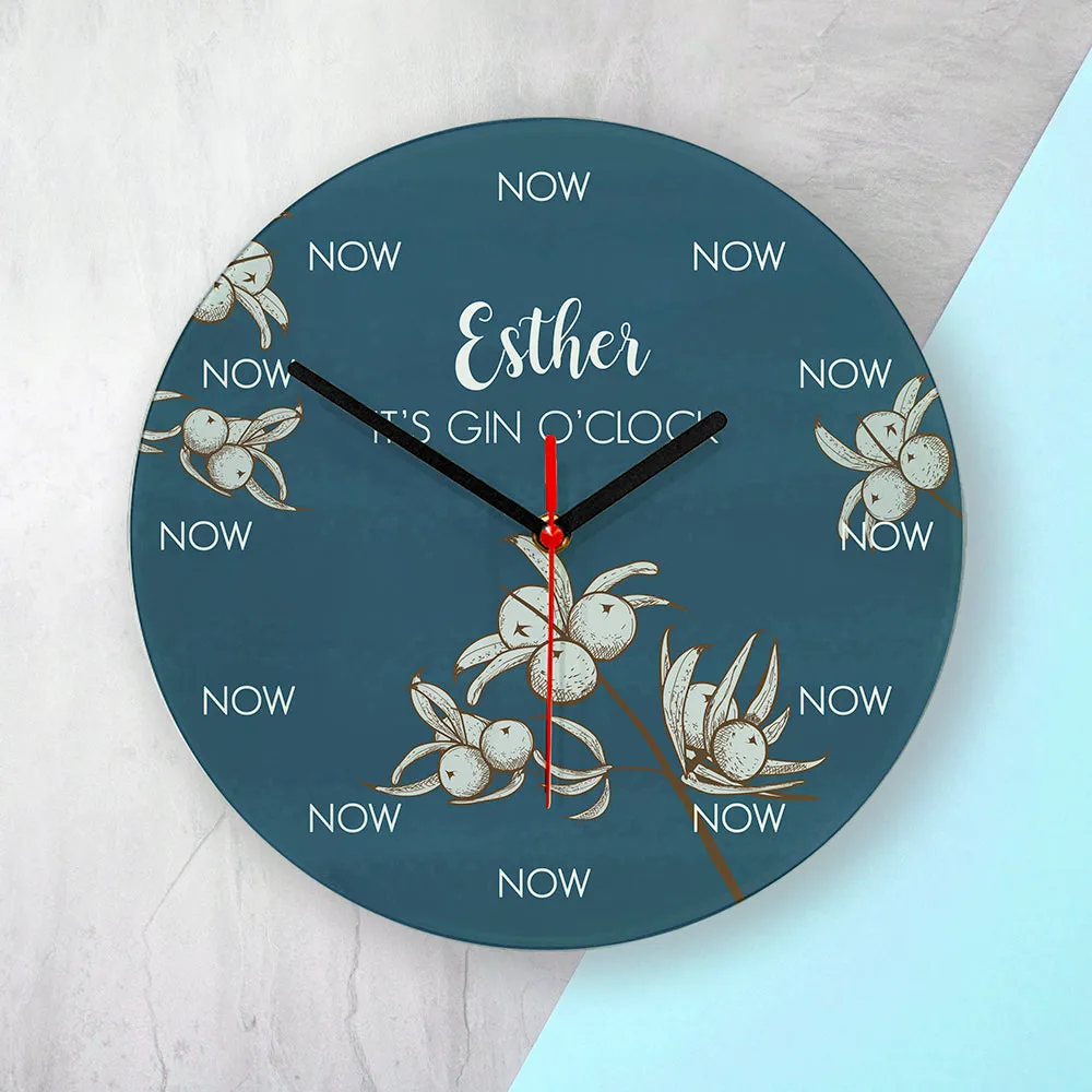 Personalised Gin O'Clock Glass Clock - Large