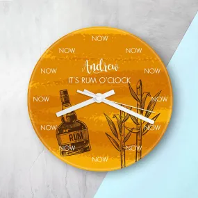 Personalised Rum O'Clock Glass Clock - Large