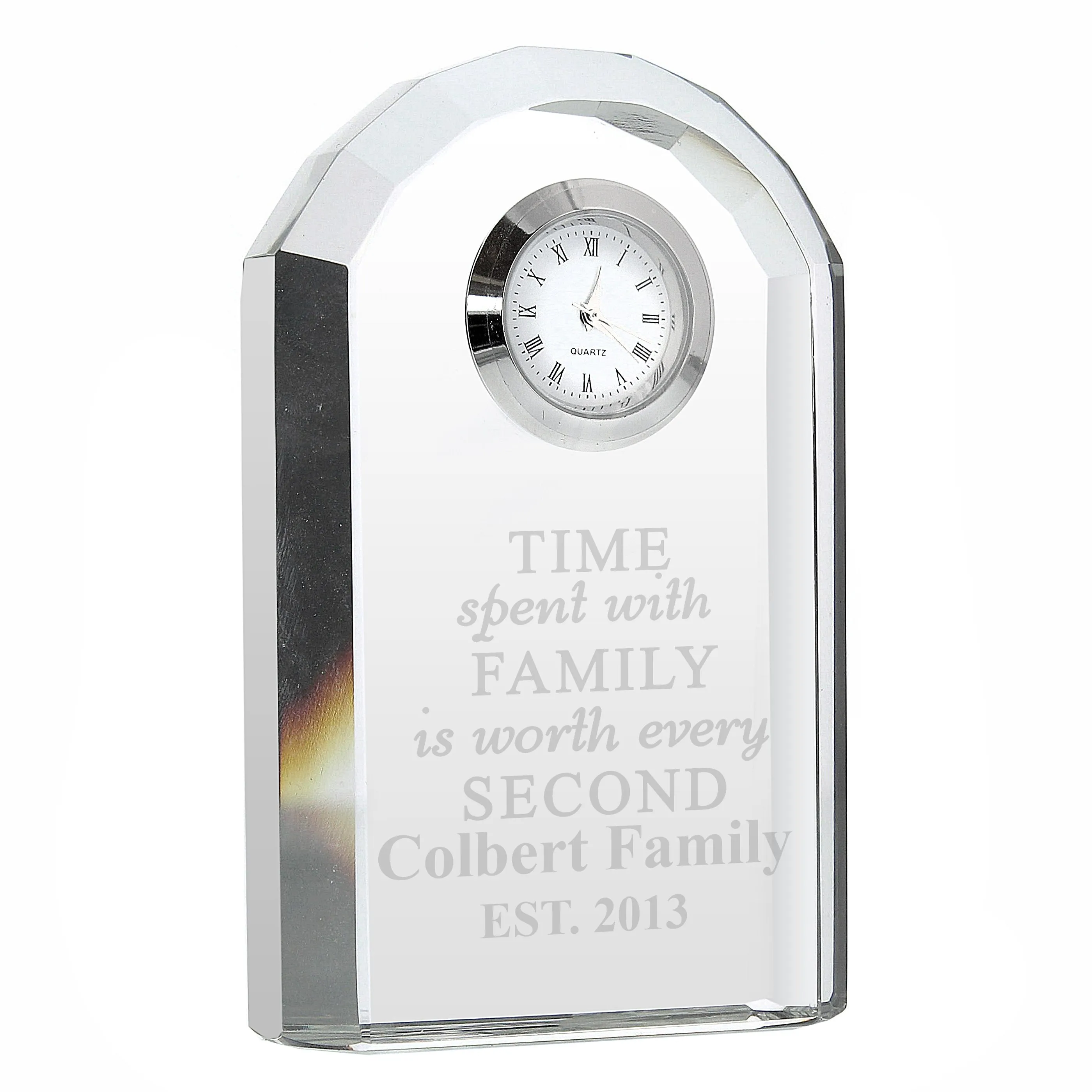 Personalised Time Spent With Family Crystal Clock