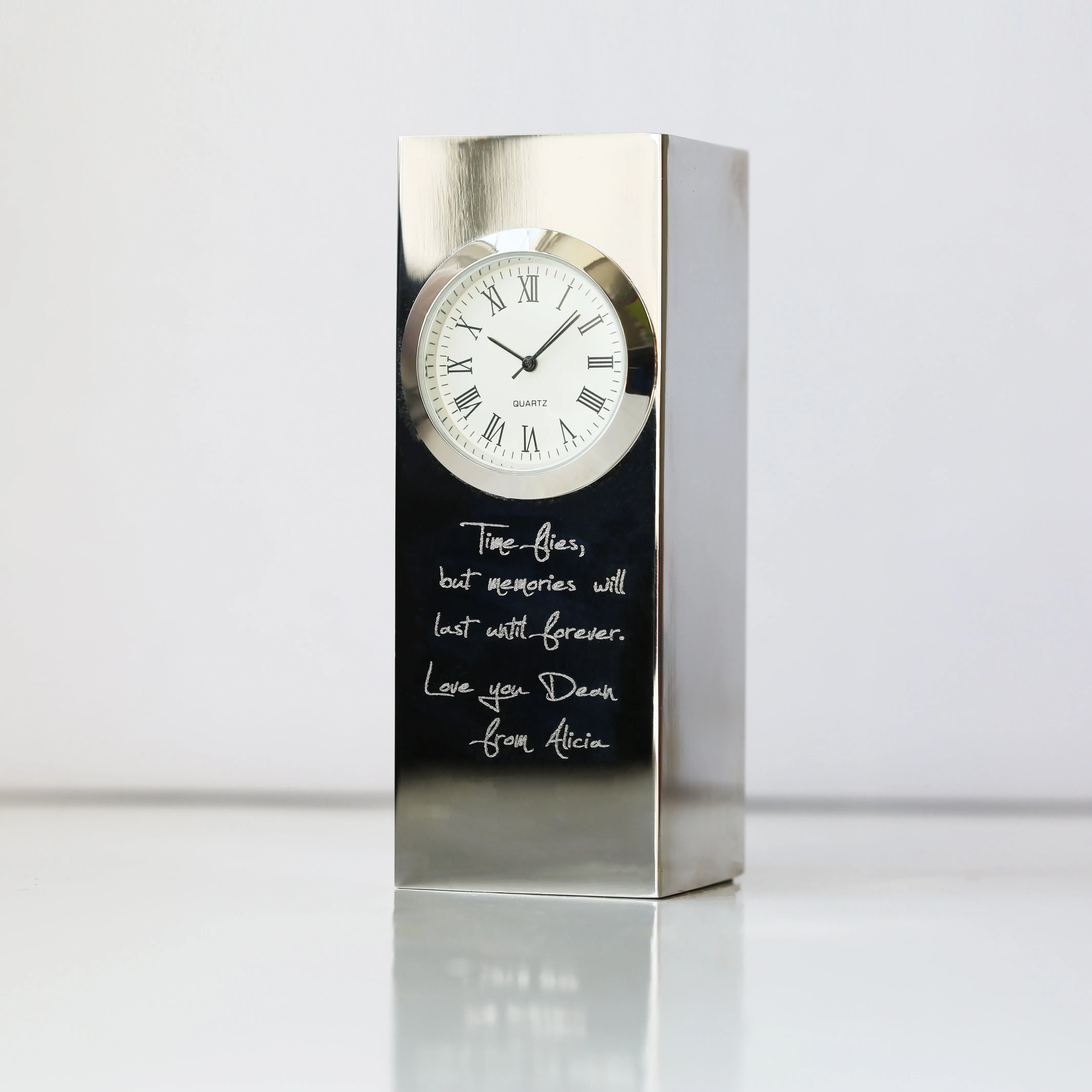 Personalised Vintage Standing Clock Handwriting Engraving