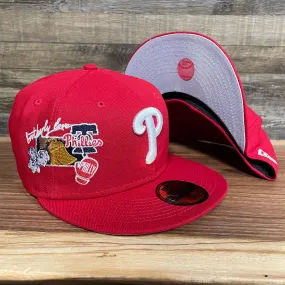 Philadelphia Phillies City Cluster Side Patch Gray Bottom Red 59Fifty Fitted Cap