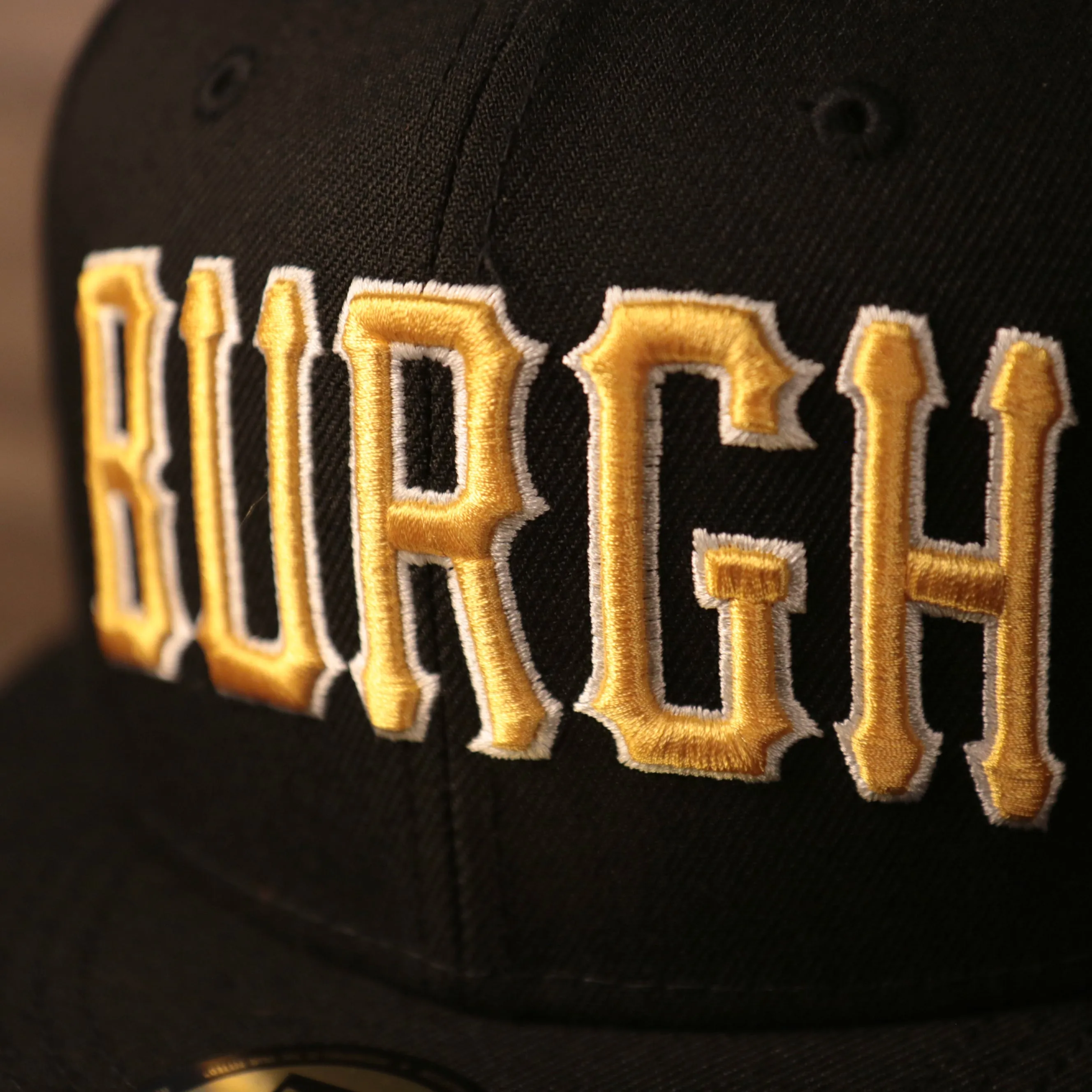 Pittsburgh Pirates Old English BURGH 59fifty Fitted Cap | Black Underbrim New Era Fitted Hat