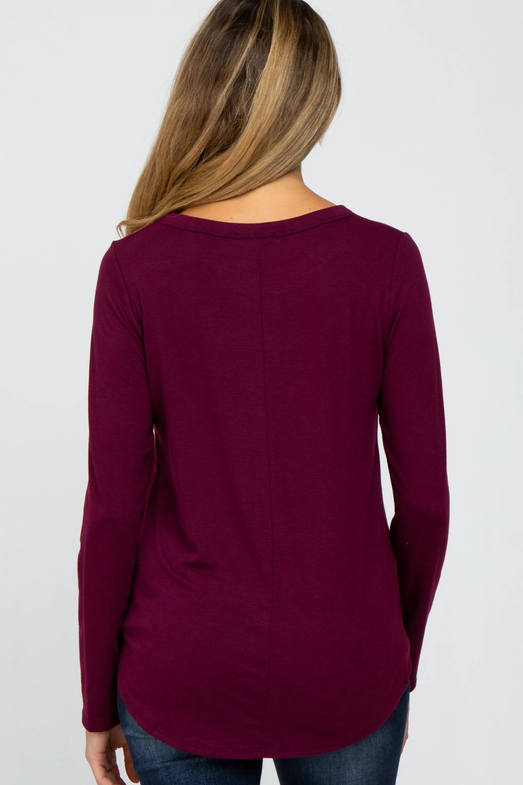 Plum Basic Maternity Long Sleeve Top