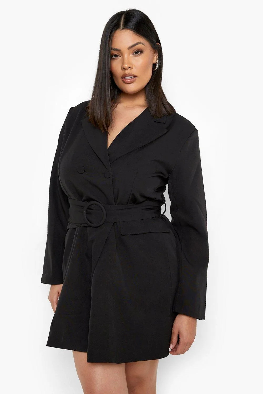 Plus Belted Blazer Dress