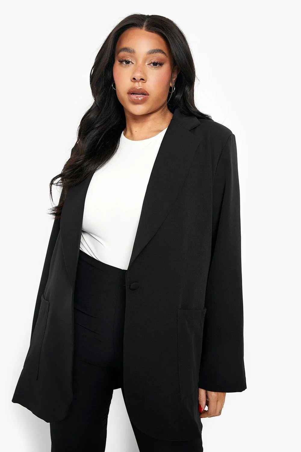 Plus Deep Pocket Oversized Blazer