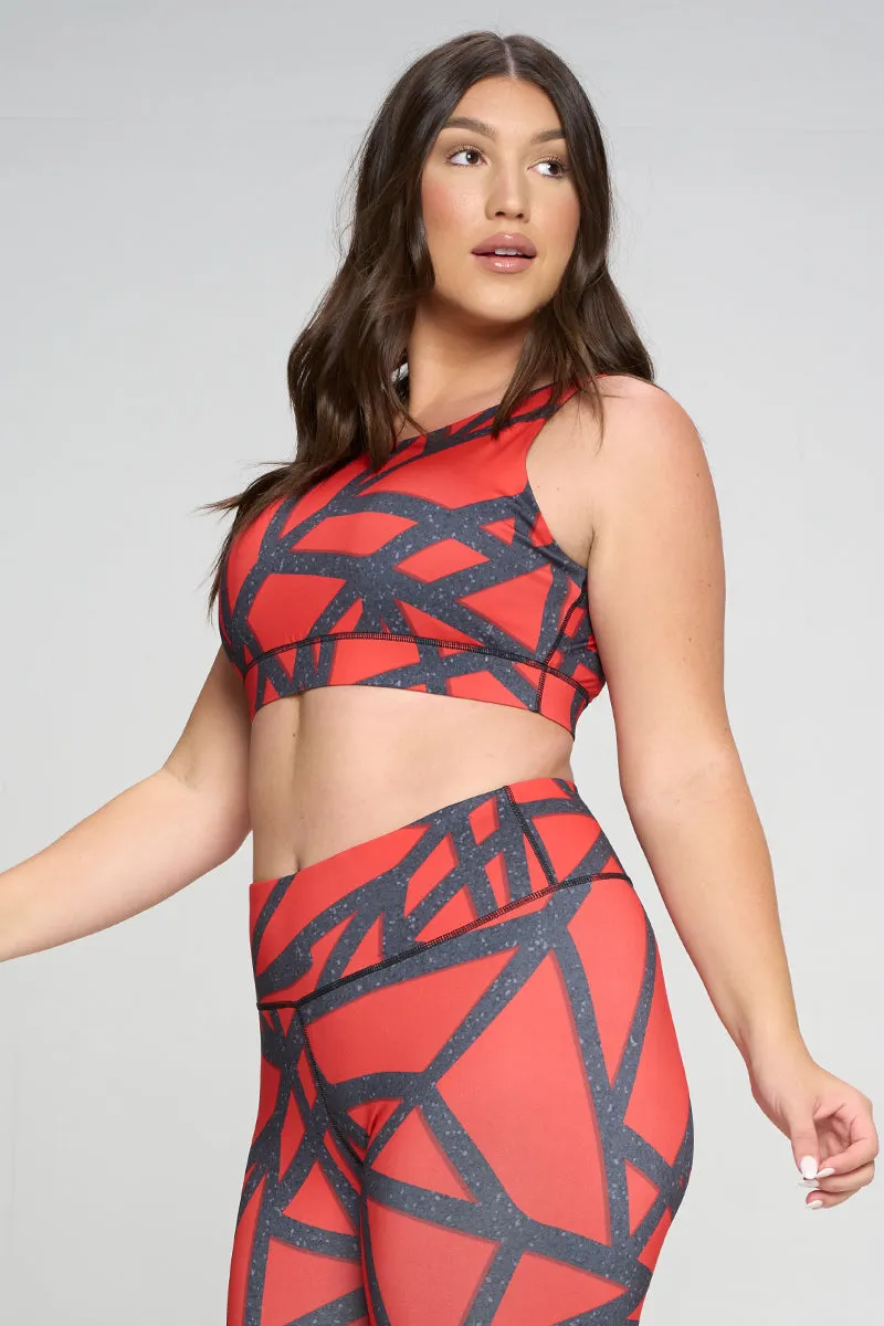 Plus Size Smoky Abstract Grid Active Sports Bra