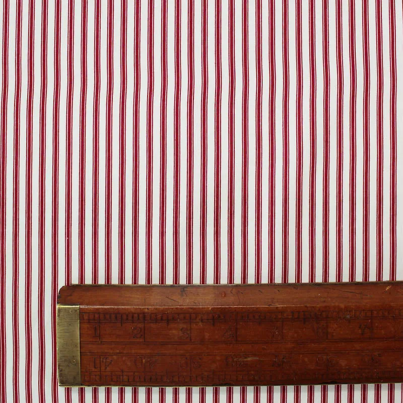 Printed Stripe Cotton - Antique Red and Cream Ticking