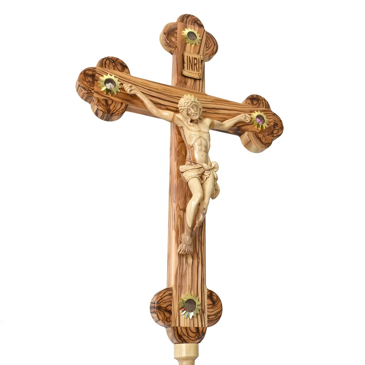 Processional Cross / Crucifix, Olive Wood Hand Carved from Holy Land