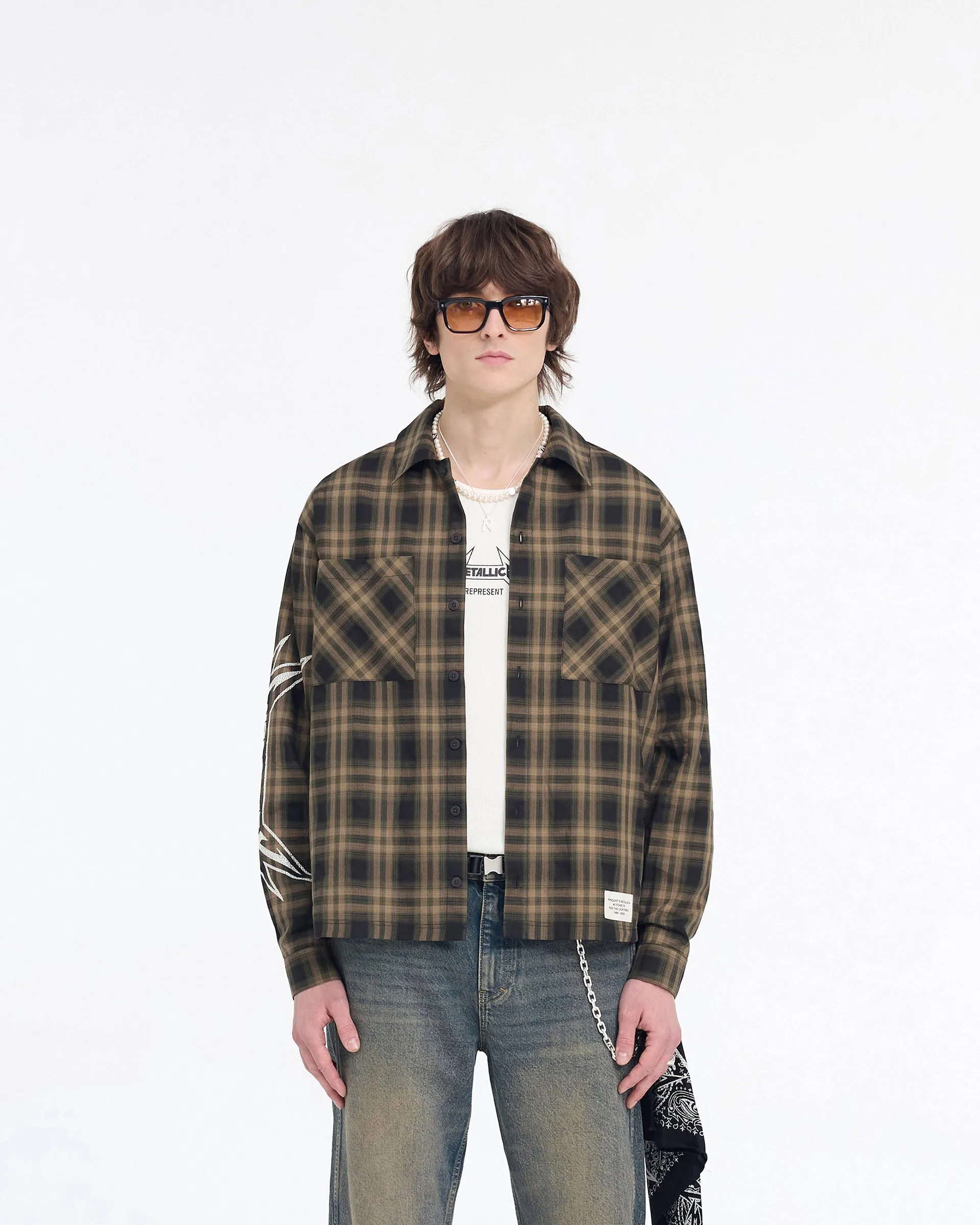 Represent X Metallica‚Ñ¢Ô∏è Flannel Shirt - Tobacco