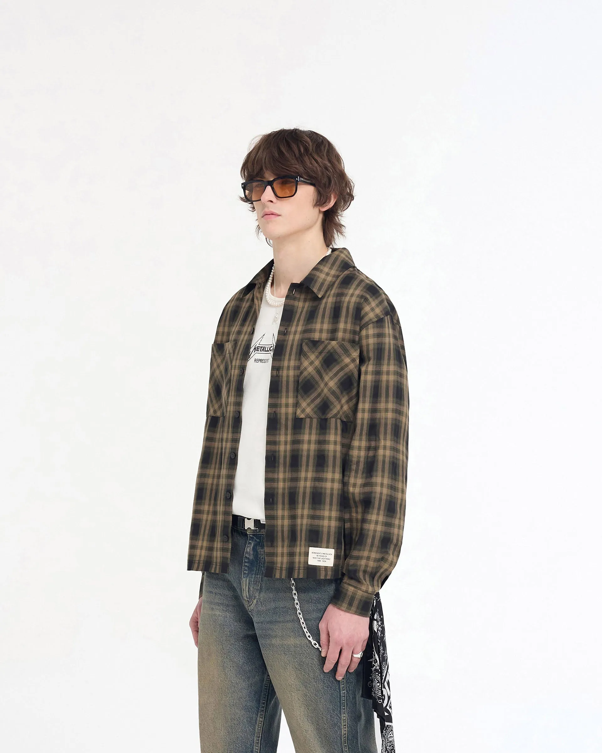 Represent X Metallica‚Ñ¢Ô∏è Flannel Shirt - Tobacco