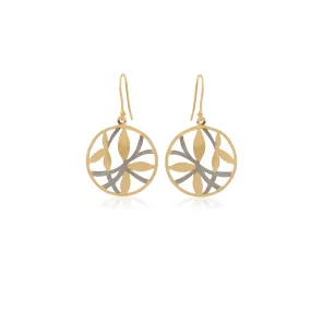 Rhodium and Gold Bamboo Circle Earrings