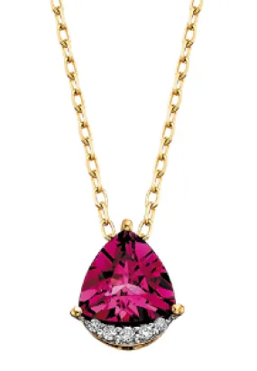 Rhodolite Garnet Diamond Pendant Necklace