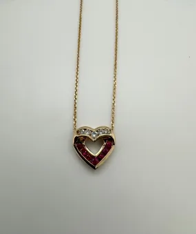 Ruby and Diamond Heart Pendant