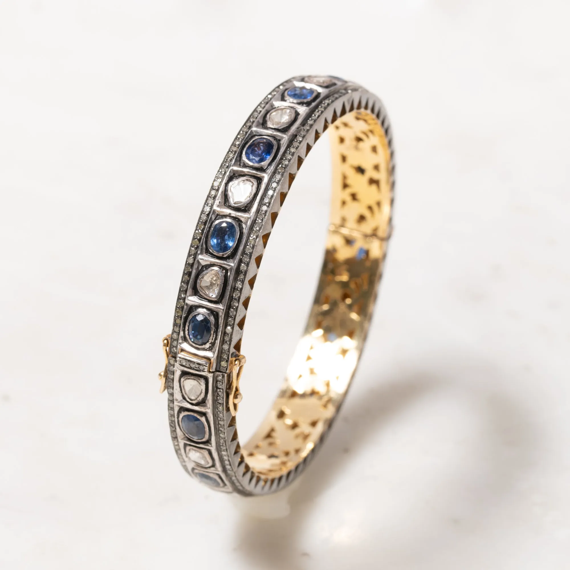 Sapphire and Polki Diamond Bangle