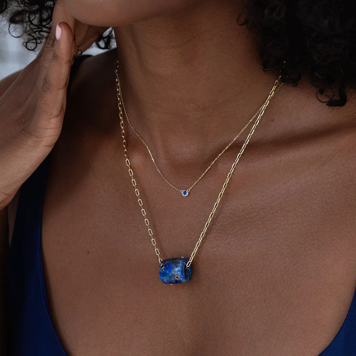 Sapphire Bezel Necklace