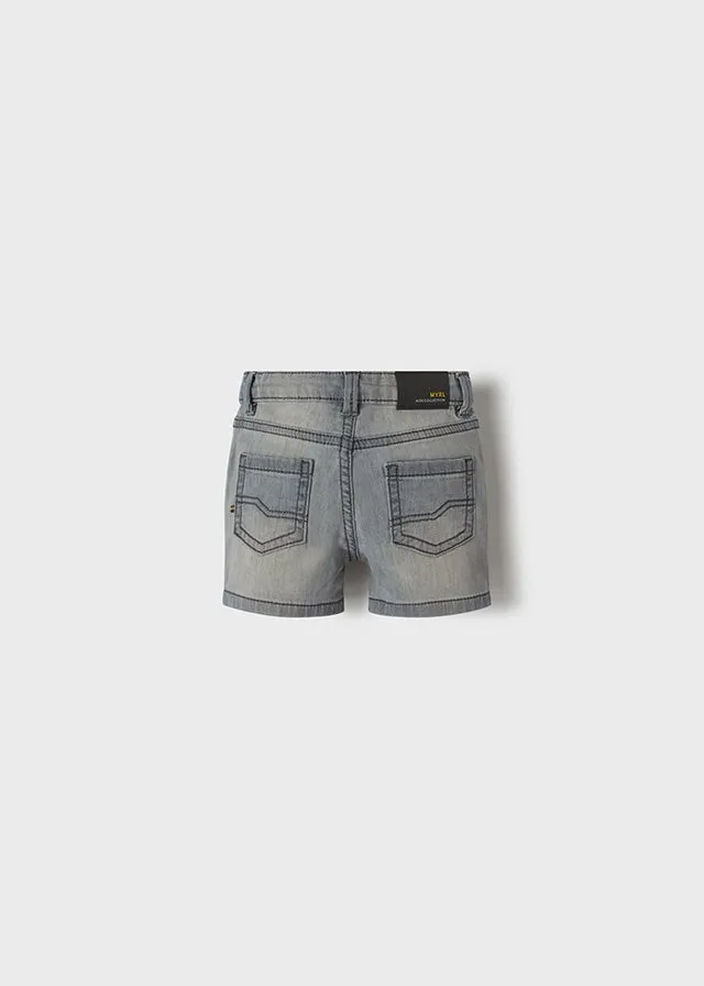 Soft denim bermuda for baby boy - Light Gray