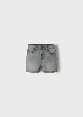 Soft denim bermuda for baby boy - Light Gray