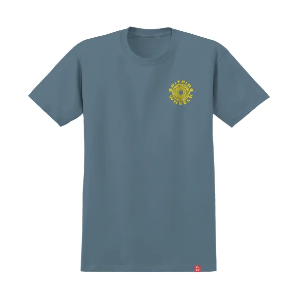 Spitfire Classic 87' Swirl T-Shirt - Stone Blue/Yellow