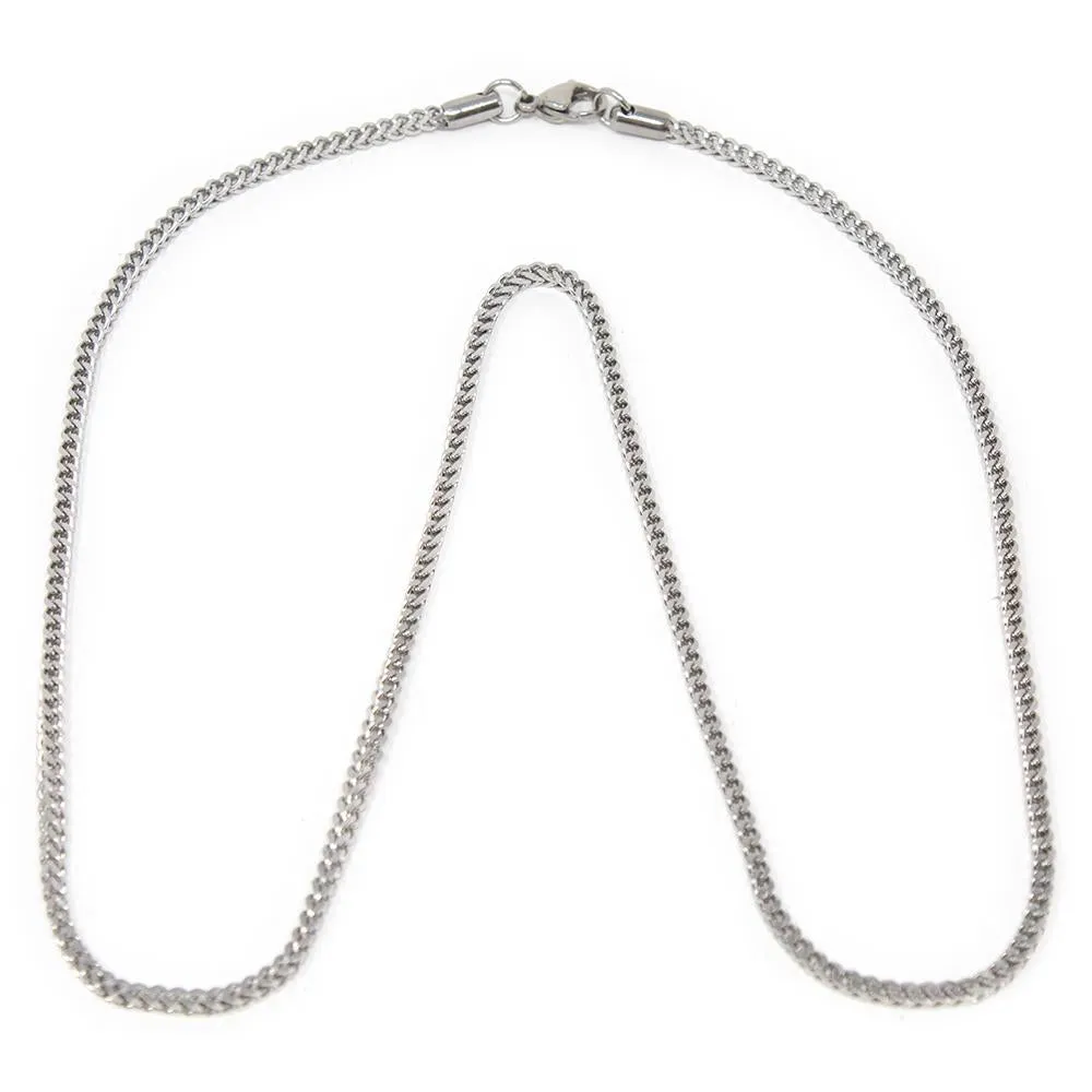 Stainless Steel 2MM Square Foxtail Chain Necklace 24 Inch