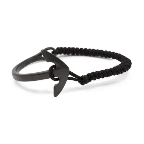 Stainless Steel Anchor Cord Bracelet Black