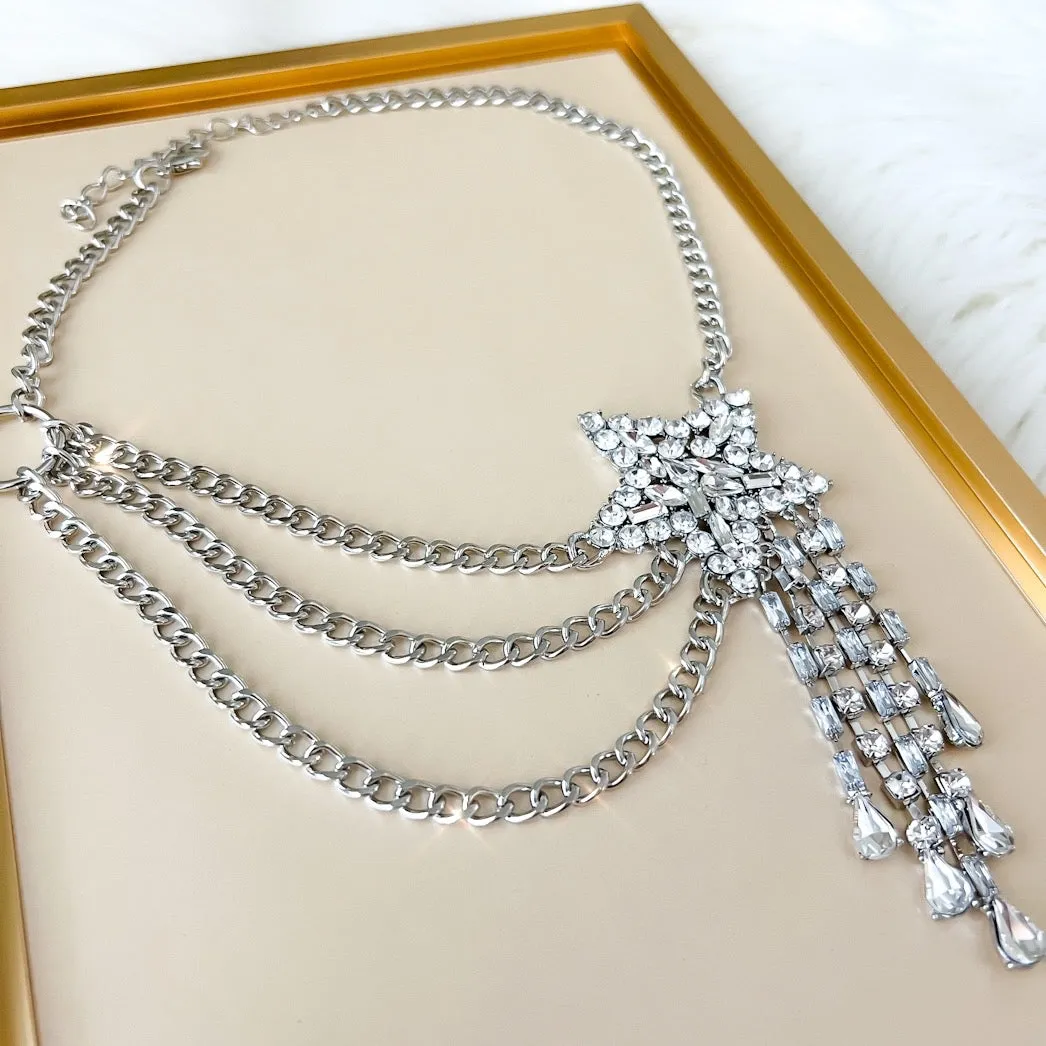 Starfall Rhinestone Statement Necklace