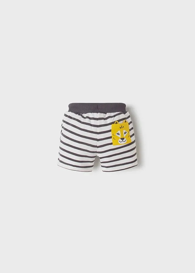 Striped knit bermuda for baby boy - Dark gray