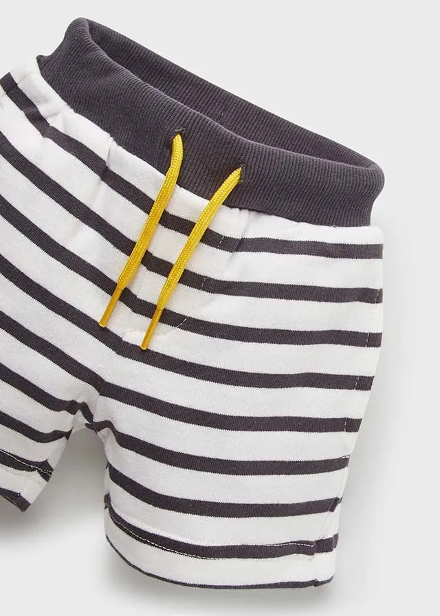 Striped knit bermuda for baby boy - Dark gray