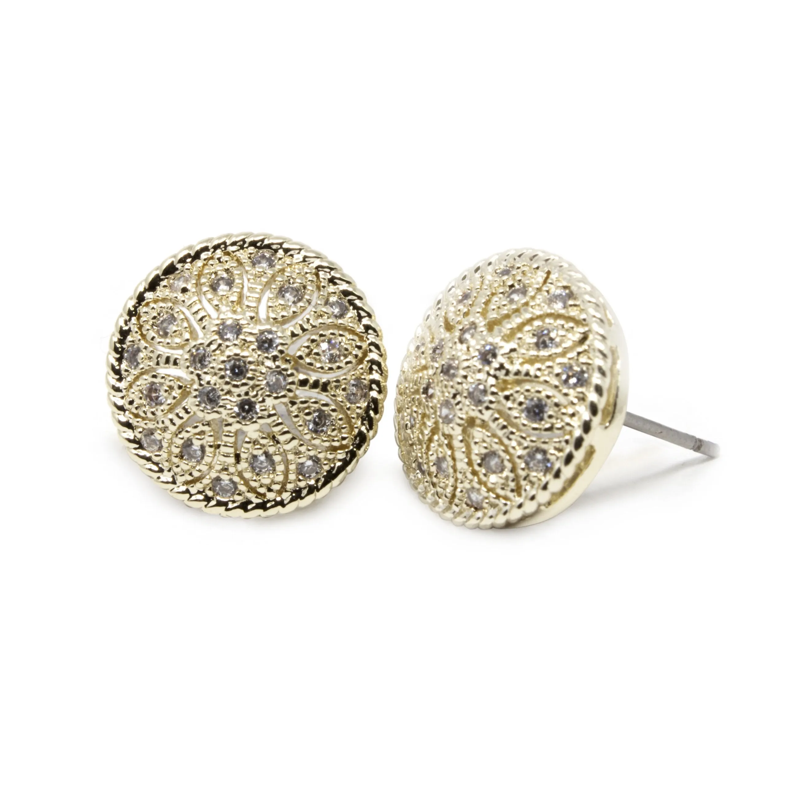 Stud Earrings Round Flower Pattern