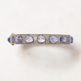 Tanzinite and Pave Diamond Bangle