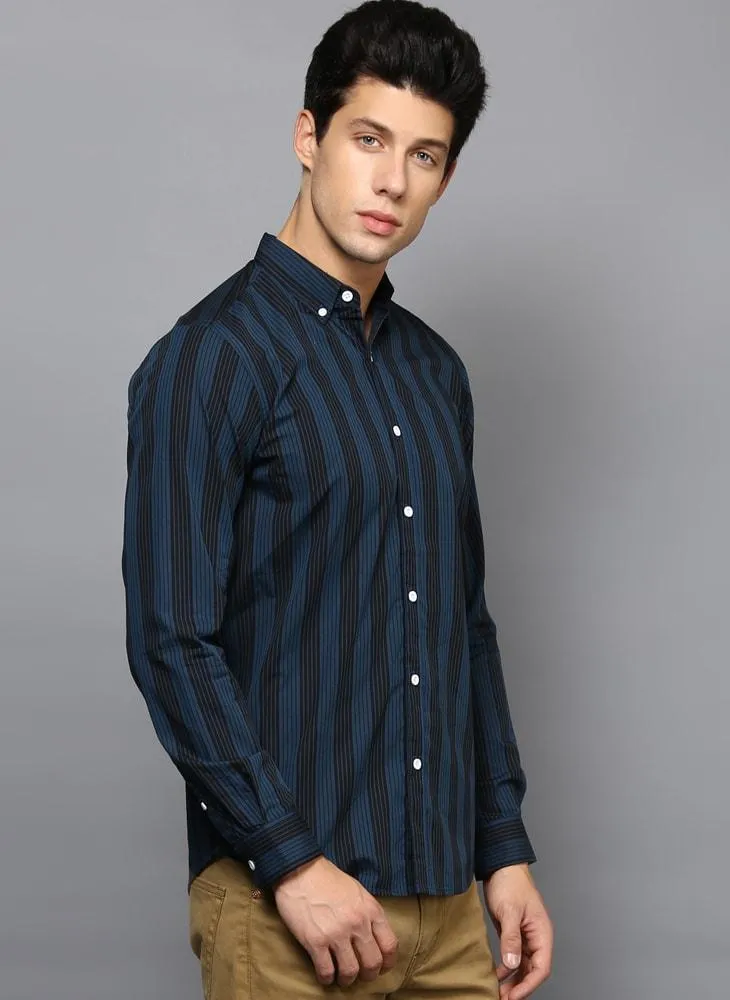 Teal Contrast Stripe Shirt