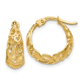 Textured Yellow Gold Hoop Earrings