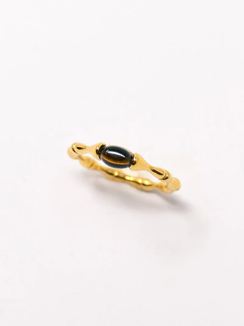 Tiger Eye Bamboo Ring