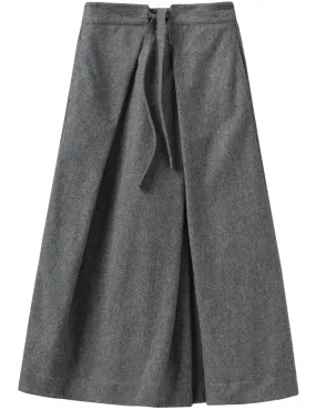 Toast Wool Flannel Tie Front Culottes Grey Melange