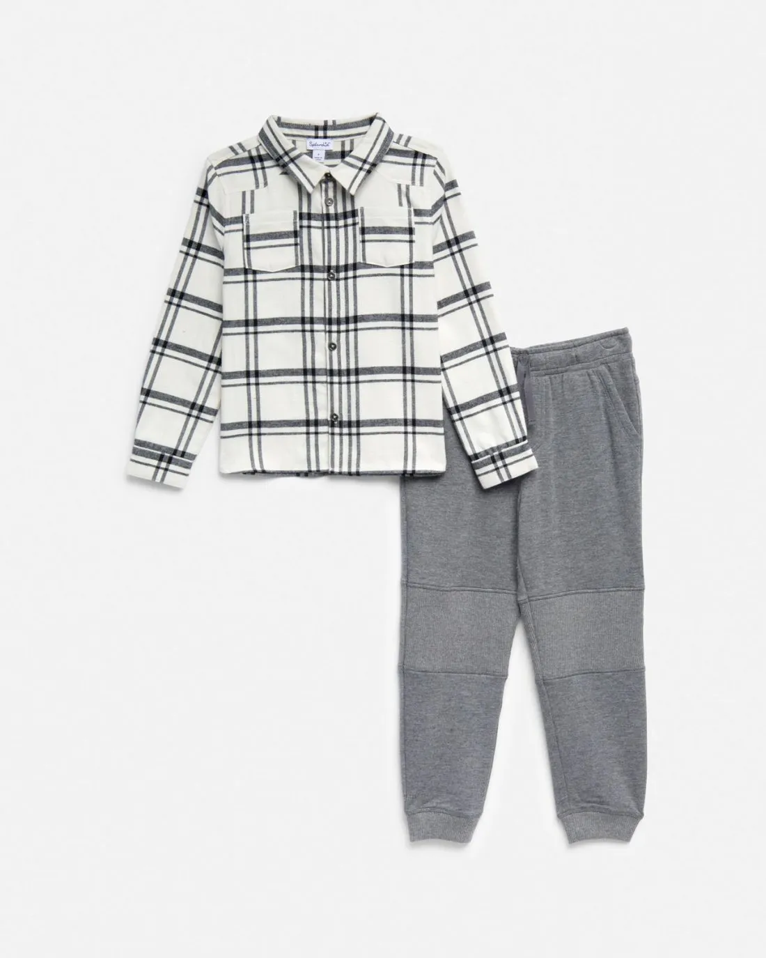 Toddler Boy Charcoal Flannel Long Sleeve Set