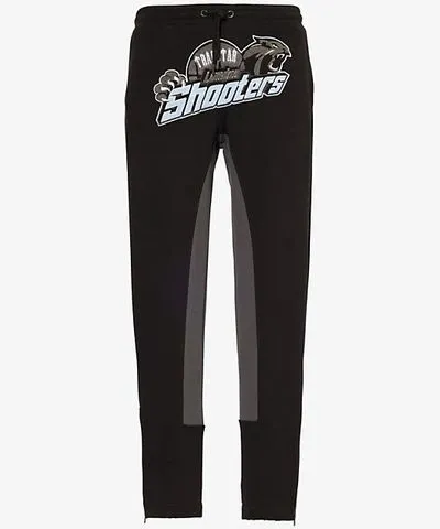 Trapstar Mens Black Shooters contrast-panel straight-leg cotton-blend jersey jogging bottoms