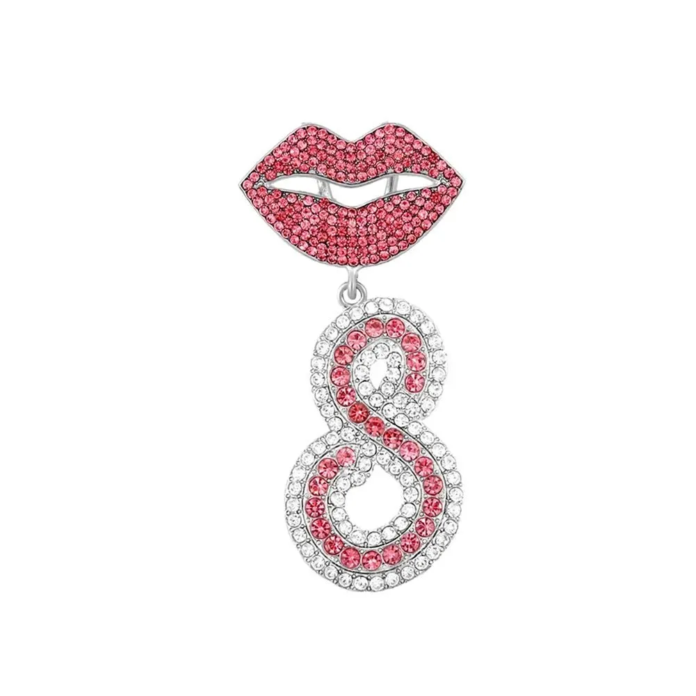 Trendy Pink Cuban Chain Rhinestone Letter Pendant Necklace