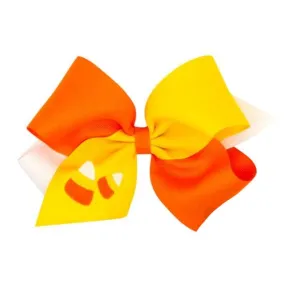 Tri-Color Candy Corn Embroidered Hair Bow - King