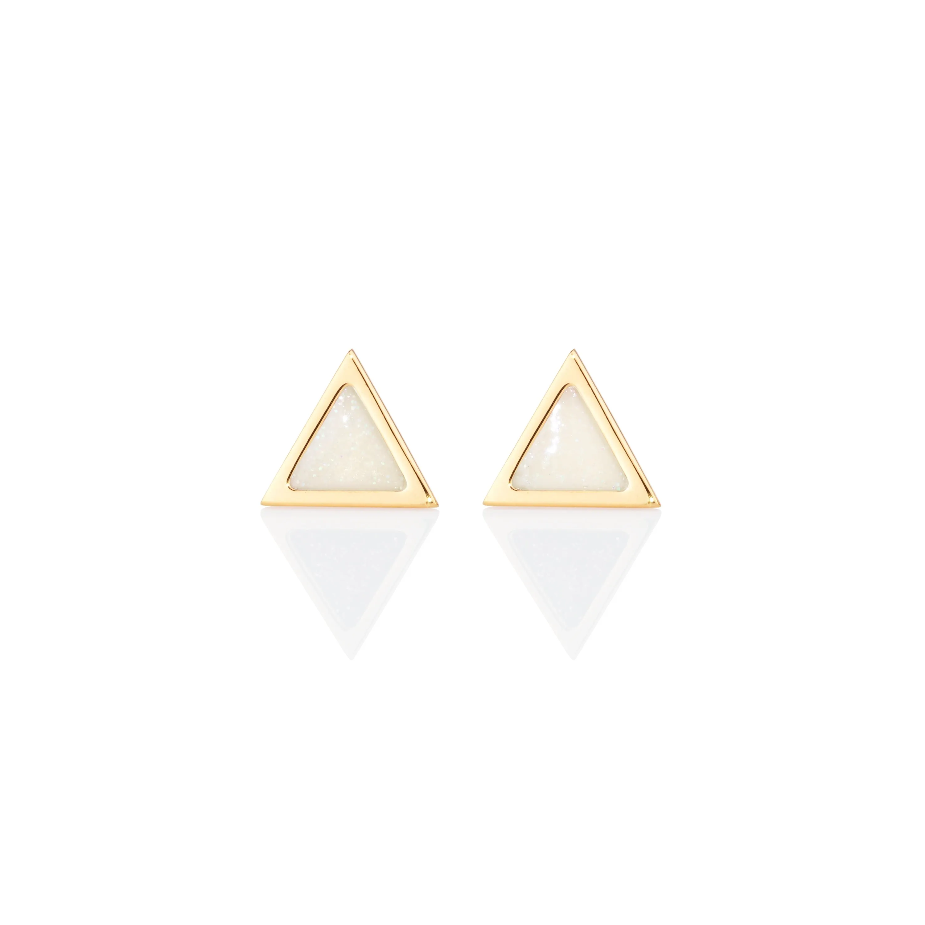 Triangle sticker studs yellow gold with enamel