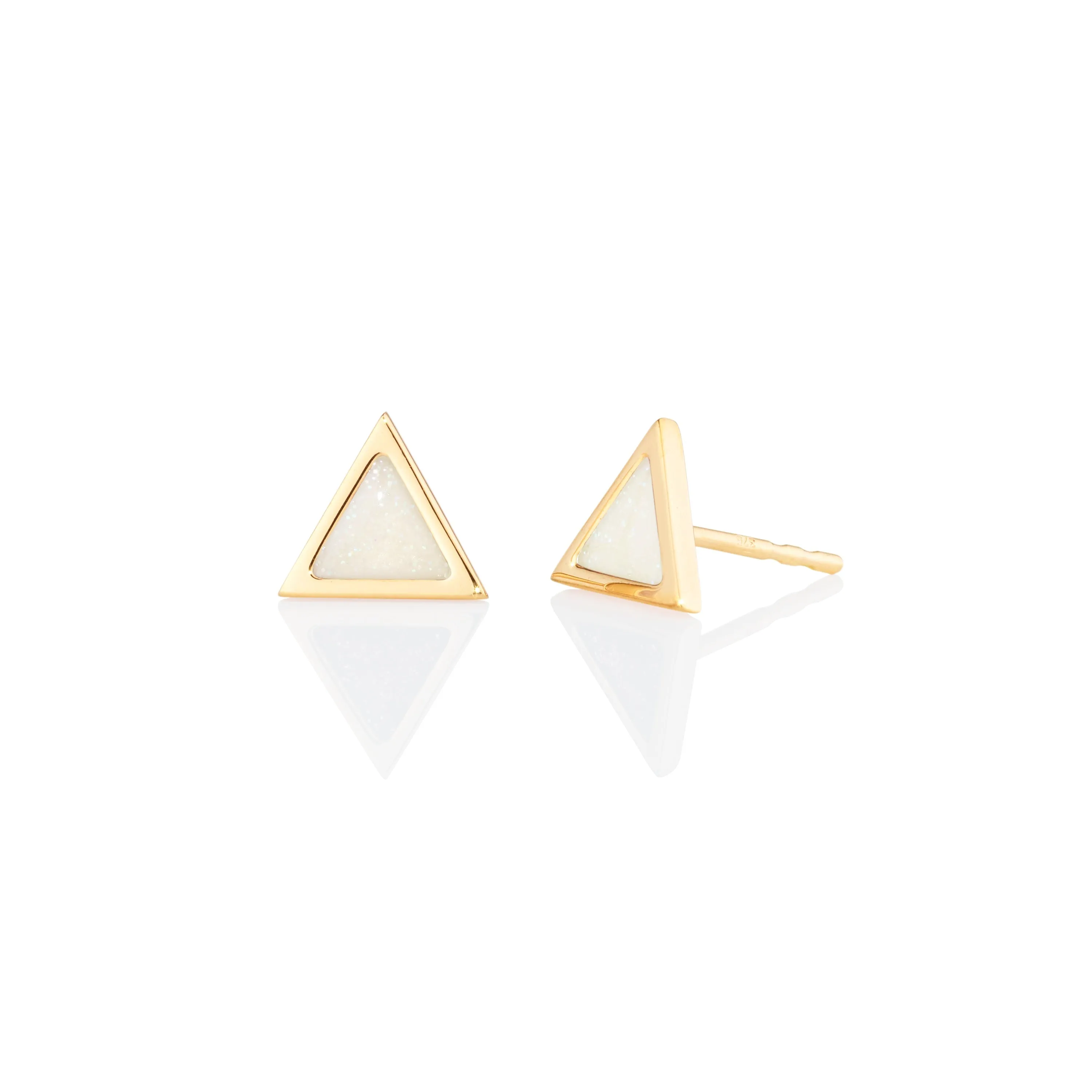 Triangle sticker studs yellow gold with enamel