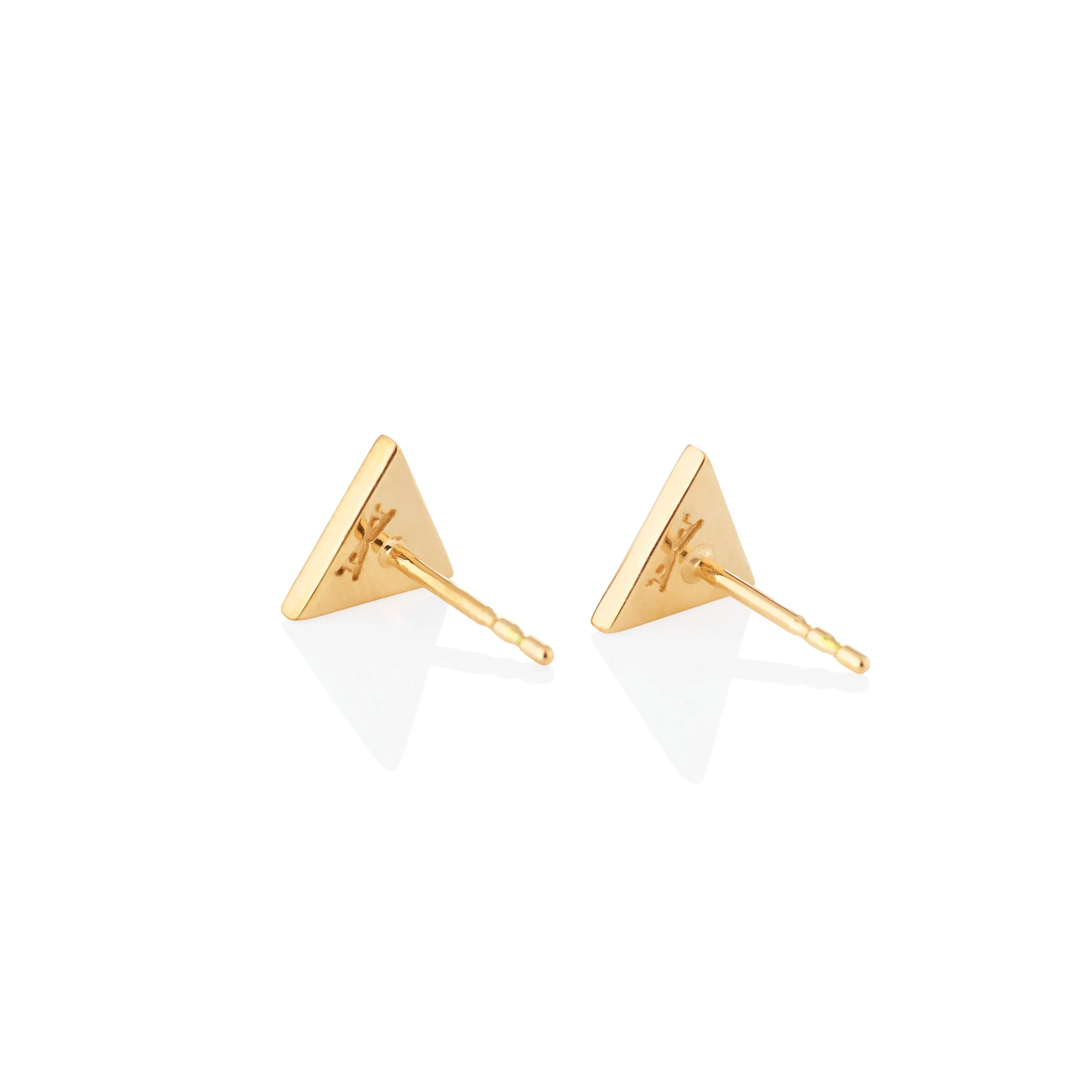 Triangle sticker studs yellow gold with enamel