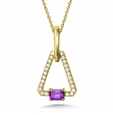 Triangular Amethyst and Diamond Pendant